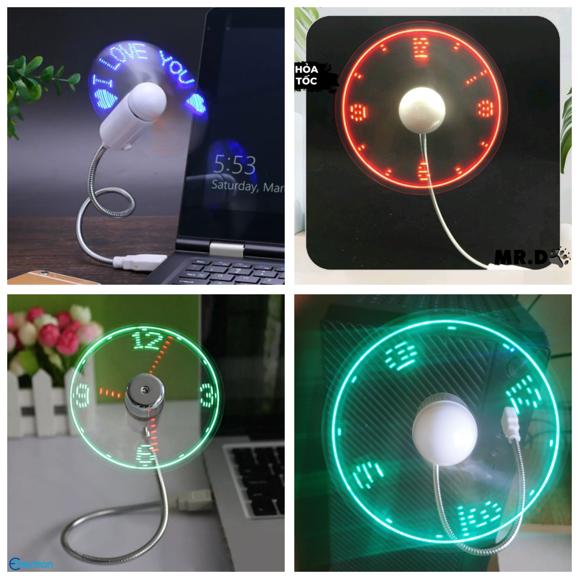 QUẠT LED KIỂU ĐỒNG HỒ HIỆU ỨNG LED CHẠY CỰC ĐẸP MẪU MỚI