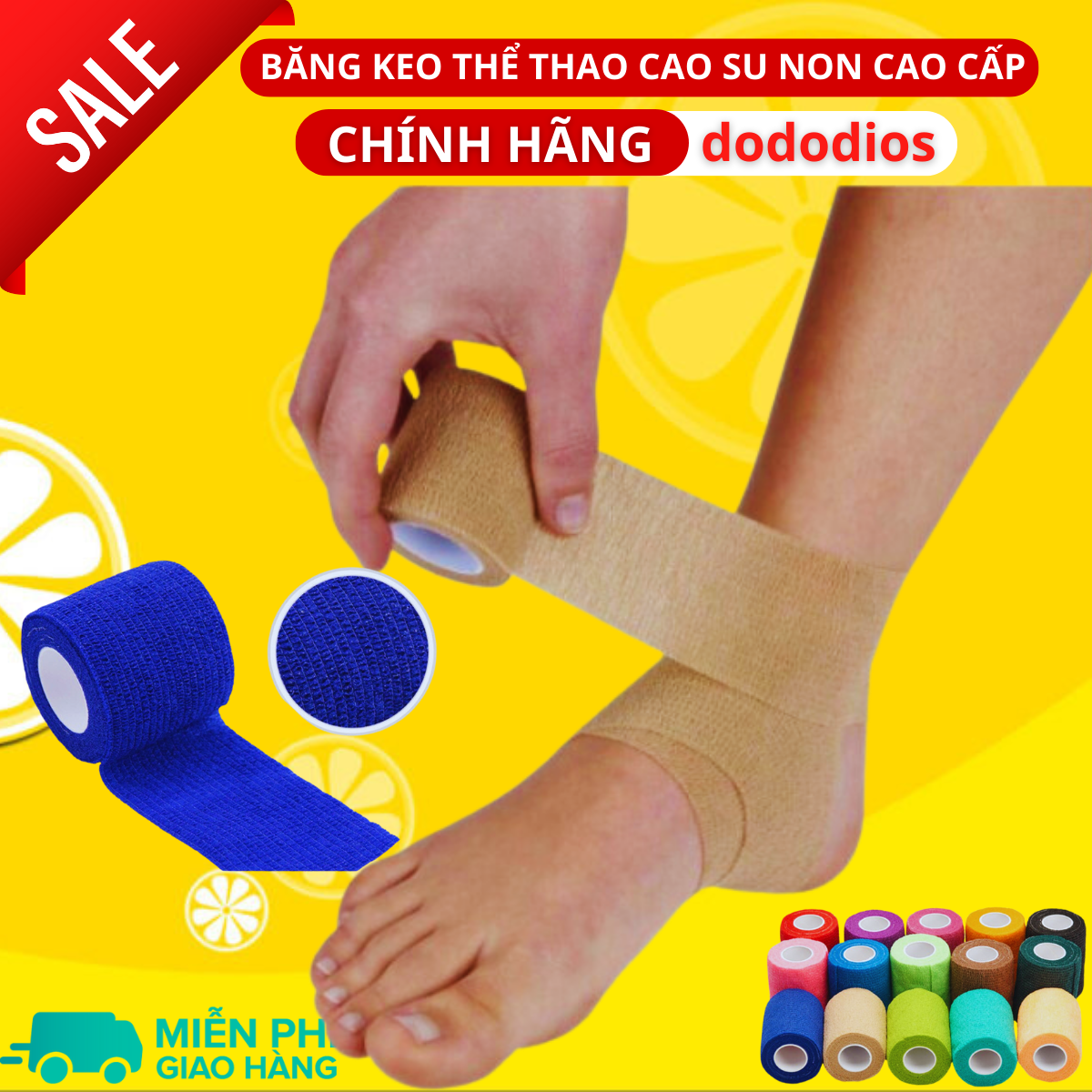 Combo Hộp 24 Cuộn Băng Cuốn Tự Dính, Băng Cuốn Cao Su Non, Băng Keo Thể Thao Chống Chấn Thương (Kích thước 5cm*4.5m), Băng keo thể thao đá bóng, băng cuốn thể thao vải tự dính, băng quấn y tế cuốn ngón tay, cổ tay, cổ chân - Hàng chính hãng dododios