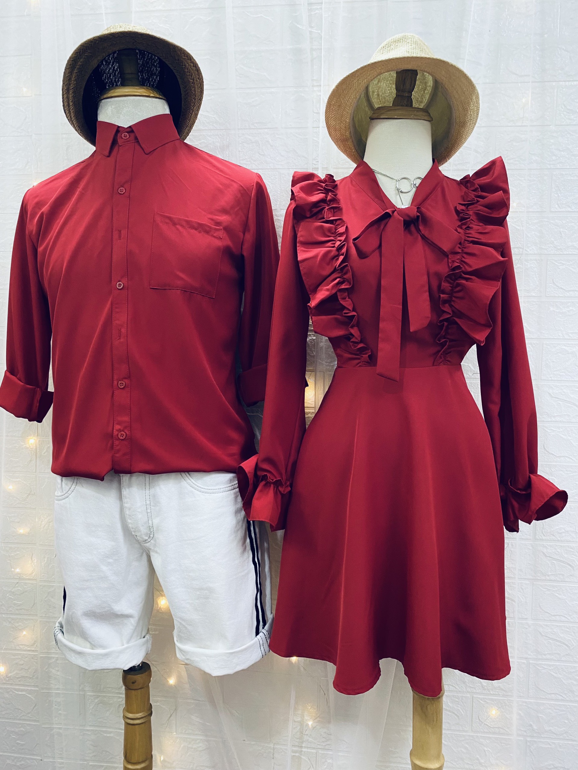 Set váy áo màu đỏ Couple Tina mới nhất nổi bật