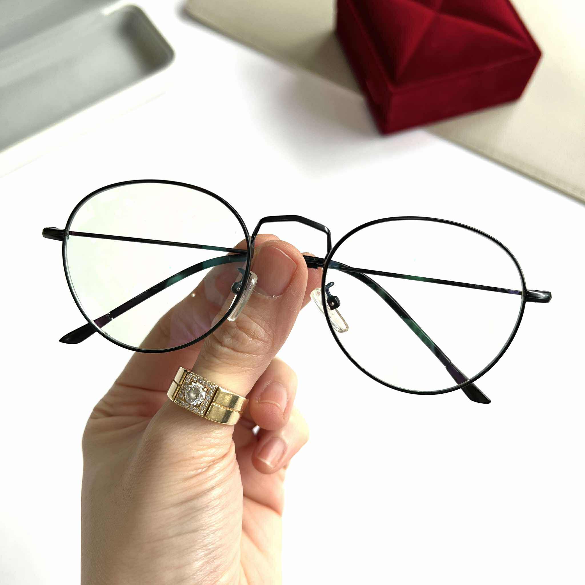 Kính mắt tròn bầu dễ đeo chất liệu kim loại nhẹ cao cấp