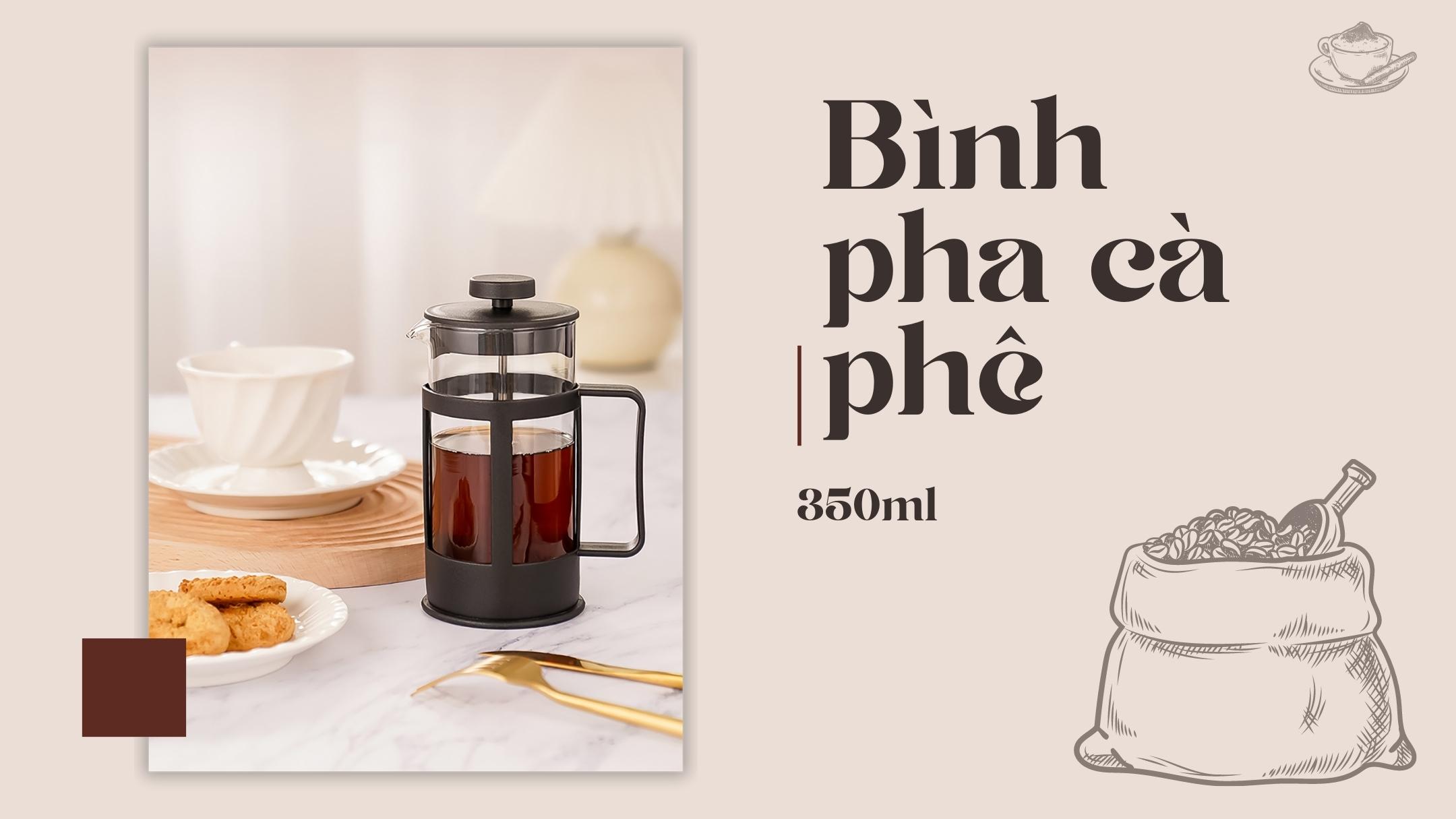Bình pha cafe ấm trà Pha trà chuẩn kiểu Pháp - 350ml - Piggyy