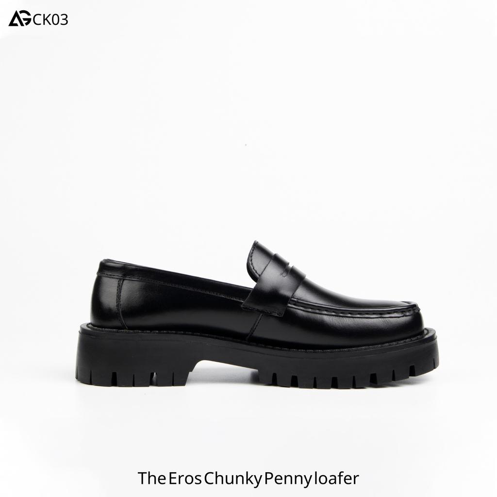 Giày Loafer da bò nhập khẩu đế cao 4,5cm The Eros Chunky Penny Loafer CK03 August bảo hành 12 tháng