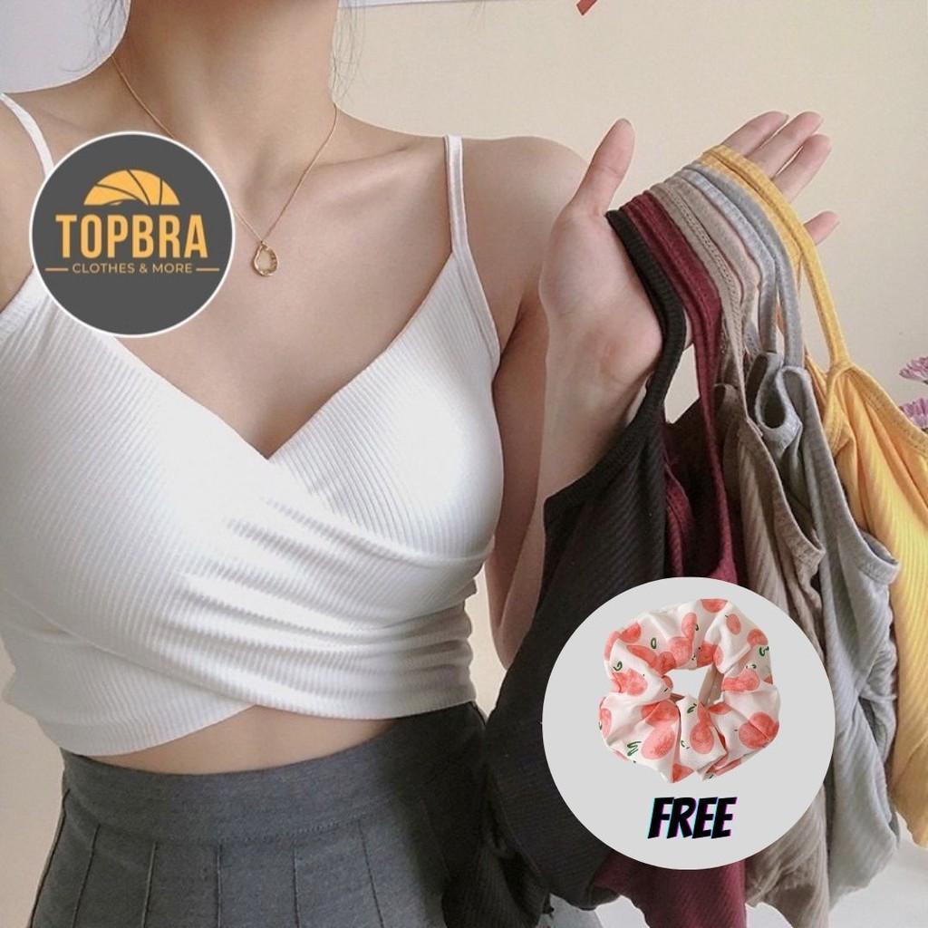 Áo Bra Nữ Hai Dây Croptop Có Mút Ngực Co Giãn Ôm Dáng TOPBRA