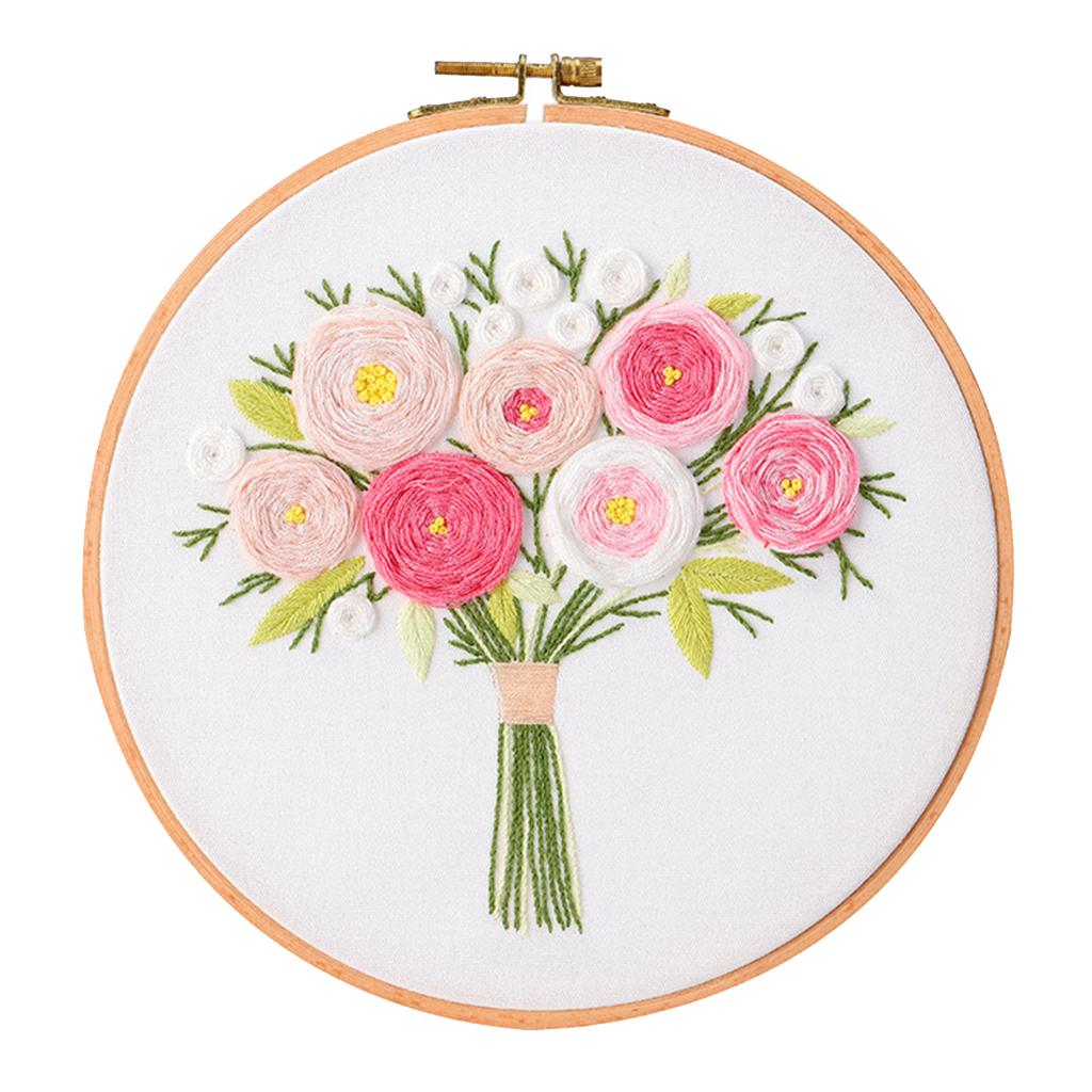 Printed Cross Stitch Kit Embroidery Kits Flower Pattern Crafts Multicolor 1