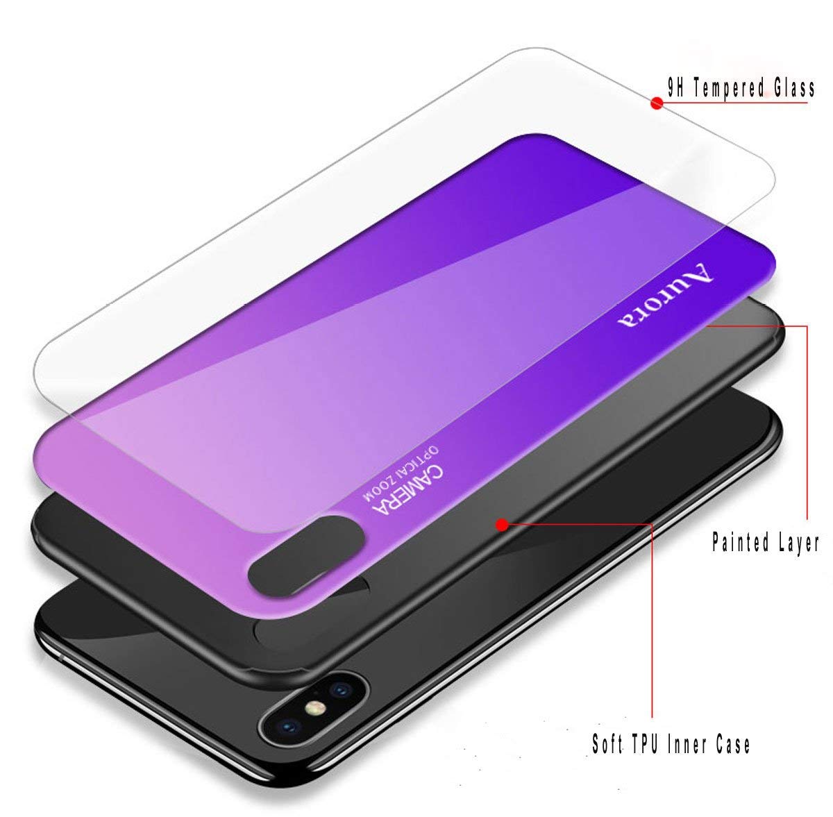 Ốp lưng Cao Cấp kính cường lực viền silicon dành cho IPhone X/IPhone XS