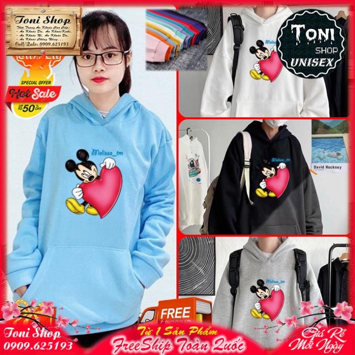 ÁO HOODIE MICKEY BIG HEART Nỉ Ngoại Cao Cấp - In Pet Siêu Bền Siêu Đẹp (HD6070 - Kèm Ảnh Thật) (TONI SHOP)