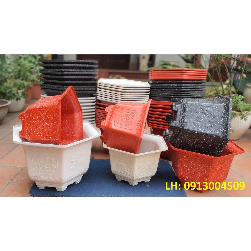 Chậu nhựa lục giác Phúc, Lộc, Thọ L21 đa sắc màu