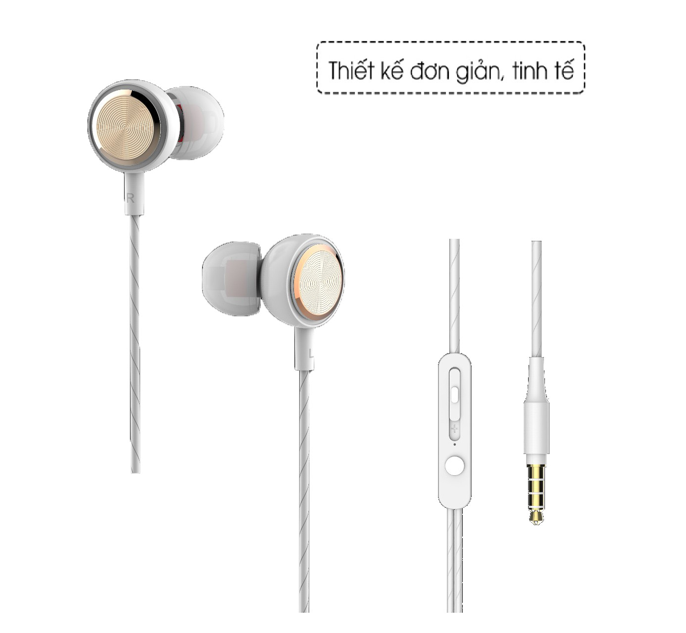 Tai nghe nhét tai có dây Jack cắm 3.5mm có Mic/Microphone VivuMax J12 - Cho iOS/Apple (iPhone/iPad), Android (Samsung, Sony, Xiaomi, Huawei, Oppo) Màu Trắng/Đen - Hàng Chính Hãng