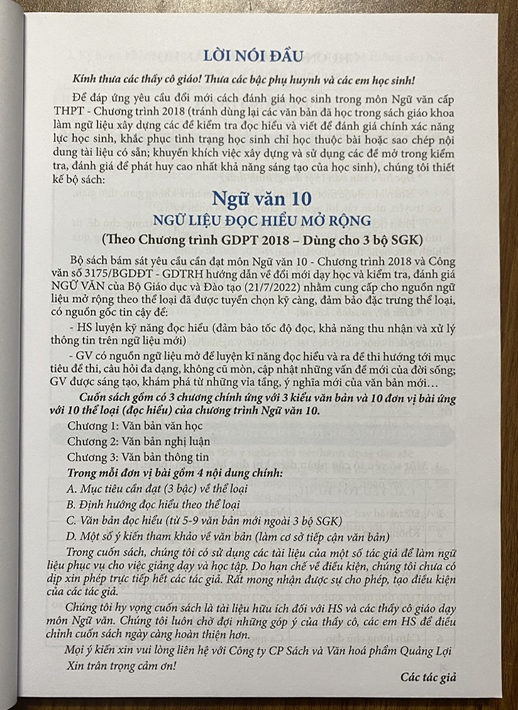 Ngữ văn 10 - Ngữ liệu đọc hiểu mở rộng