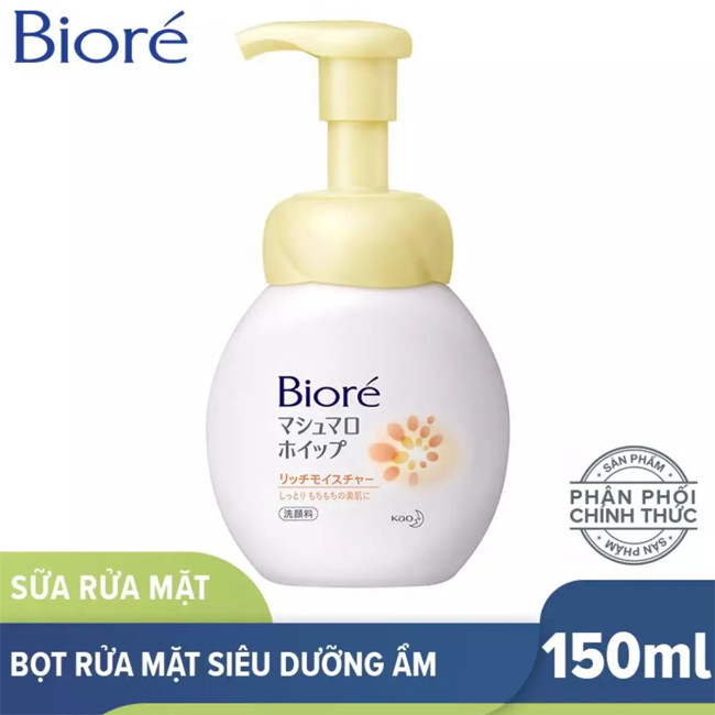 Sữa Rửa Mặt Tạo Bọt Biore Giàu Độ Ẩm Marshmallow Whip Rich Moisture-150ml