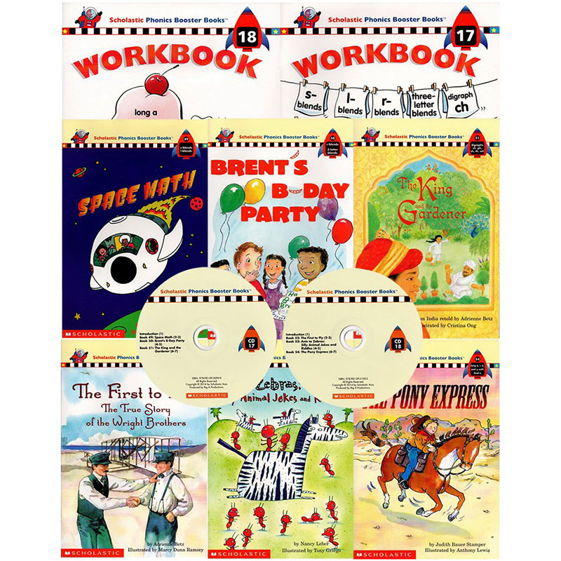 [Hàng thanh lý miễn đổi trả] Scholastic Phonics Booster Books : Box Set Level 9 (Include 6 Books, 2 Workbooks and 2 Audio CDs)