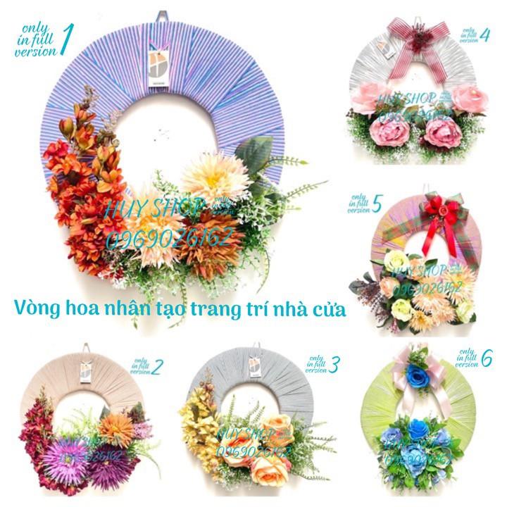 VÒNG HOA NHÂN TẠO TRANG TRÍ TREO TƯỜNG 40CM 01-06