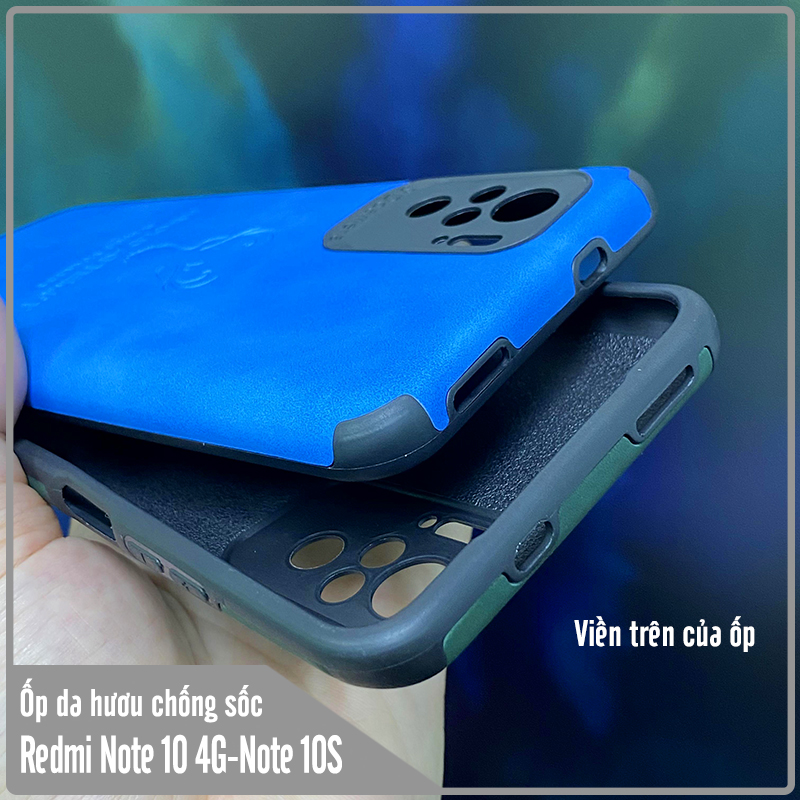 Ốp lưng cho Xiaomi Redmi Note 10 - Note 10S da hươu 4 gốc chống sốc