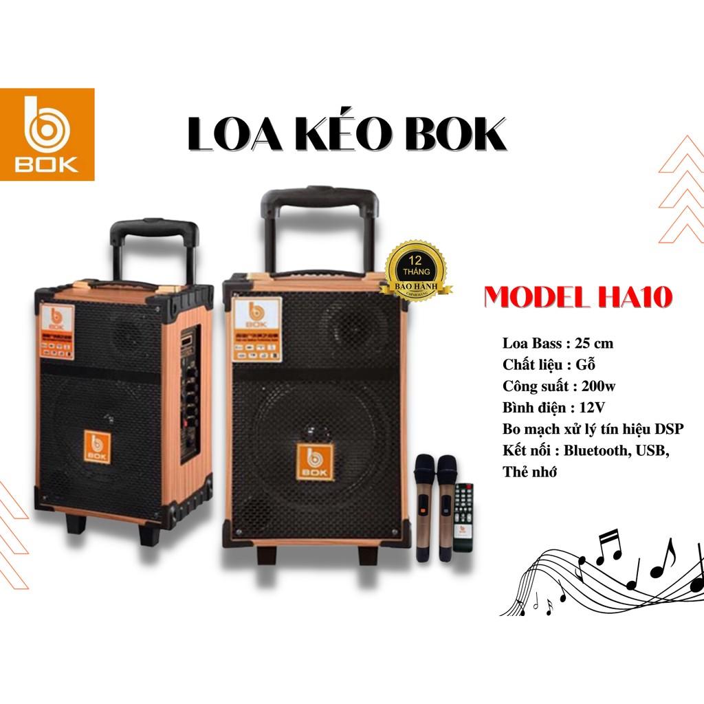 Loa kéo thùng gỗ hát karaoke, nghe nhạc, bass 2,5 tấc, bluetooth  Bok Ha10- hàng chính hãng