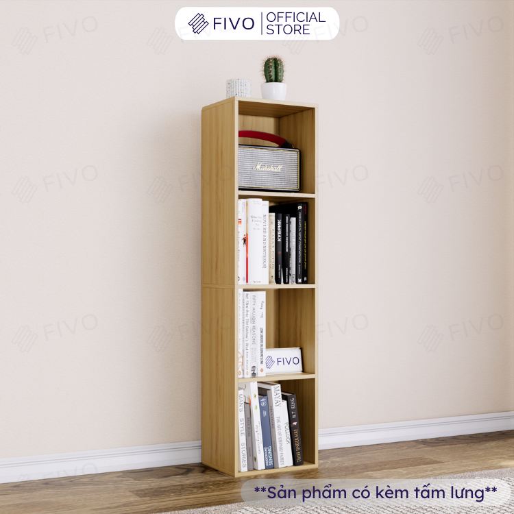 Kệ Sách Tổ Ong Vân Gỗ Fivo Fb01, Có Tấm Lưng Dày Dặn, Đa Năng Dùng Để Làm Giá Sách, Kệ Giày, Kệ Tivi, Tủ Đầu Giường - Hàng Chính Hãng - 4 Tầng