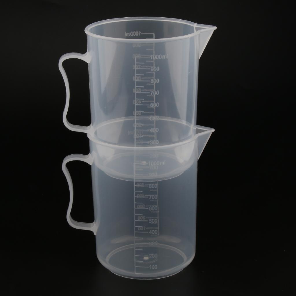 2 Mảnh 1000ml Nhựa Rõ Ràng Tốt Nghiệp Cốc đo Lường Chất Lỏng Ly Có Tay Cầm