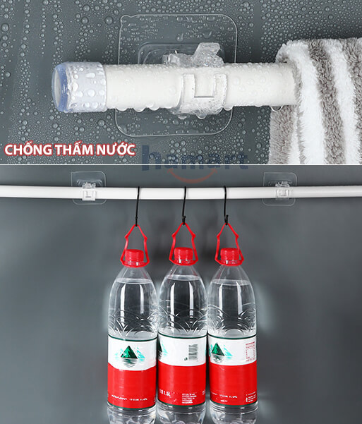 Kẹp Nhựa Dán Tường Đỡ Thanh Treo Rèm Cửa Móc Cố Định Giá Treo Khăn Nhà Tắm Dính Siêu Chắc