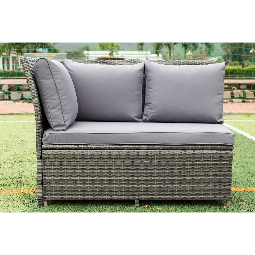 WEGO BỘ SOFA MÂY NHỰA NGOÀI TRỜI/ BỘ SOFA SÂN VƯỜN 7 CHỖ NGỒI (L SOFA) // Outdoor Furniture Rattan Chair Sofa Dining Set Balcony Table Garden 7 seater