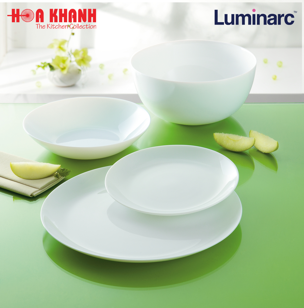 Đĩa Thủy Tinh Luminarc Diwali Trắng 27cm cường lực, chịu nhiệt - 1 đĩa - N3604