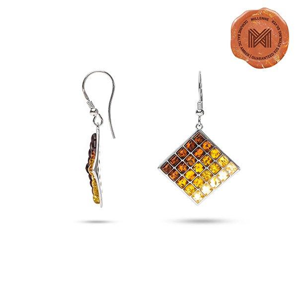 Bông tai Bạc 925 đính Đá Hổ Phách Multifaceted Millenne Paris MLER1005BA