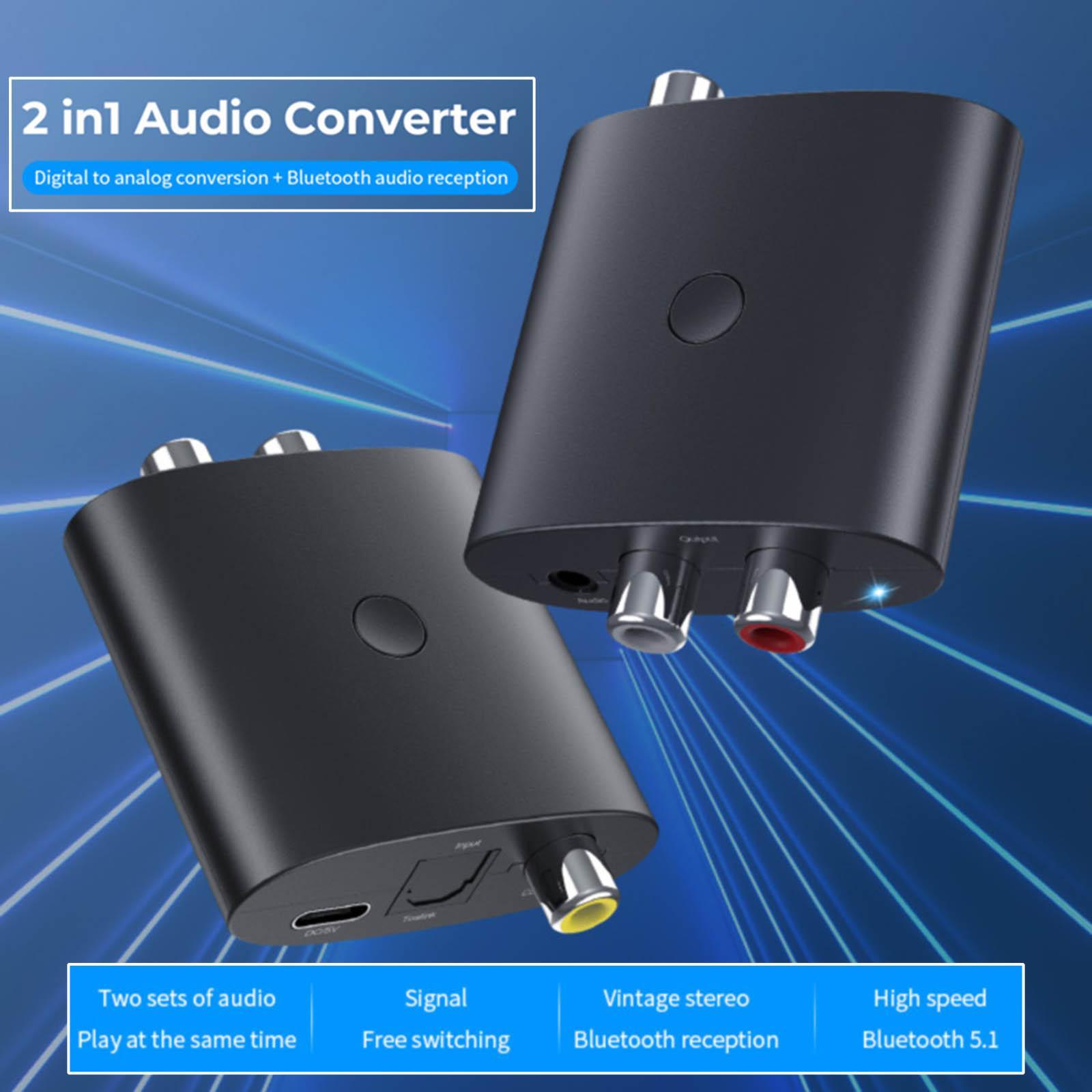 2 in 1 Bluetooth 5.1 Receiver Digital to Analog Audio Adapter Easy to Install High Performance