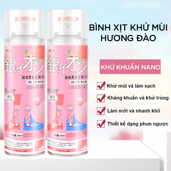 Chai Xịt Khử Mùi Giày Dép Công Nghệ NaNo Ag+ , Xịt Khử Mùi Hôi Chân, Xịt Giày Khử Mùi Khử Vi Khuẩn 99% loại bỏ mùi hôi giày dép - Hàng chính hãng