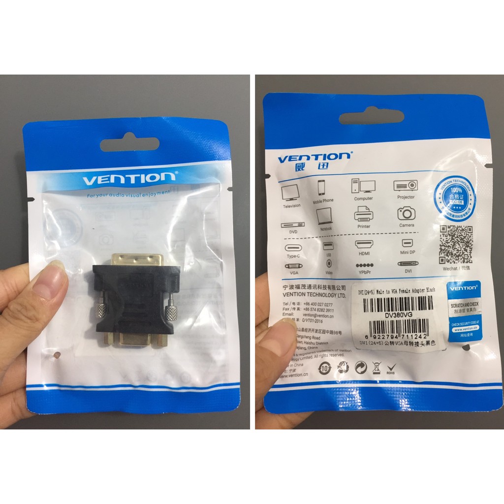 [ DVI 24+5  - VGA ]  Đầu chuyển DVI(24+5) - VGA thương hiệu Vention DV350VG  DV380VG _ Hàng chính hãng