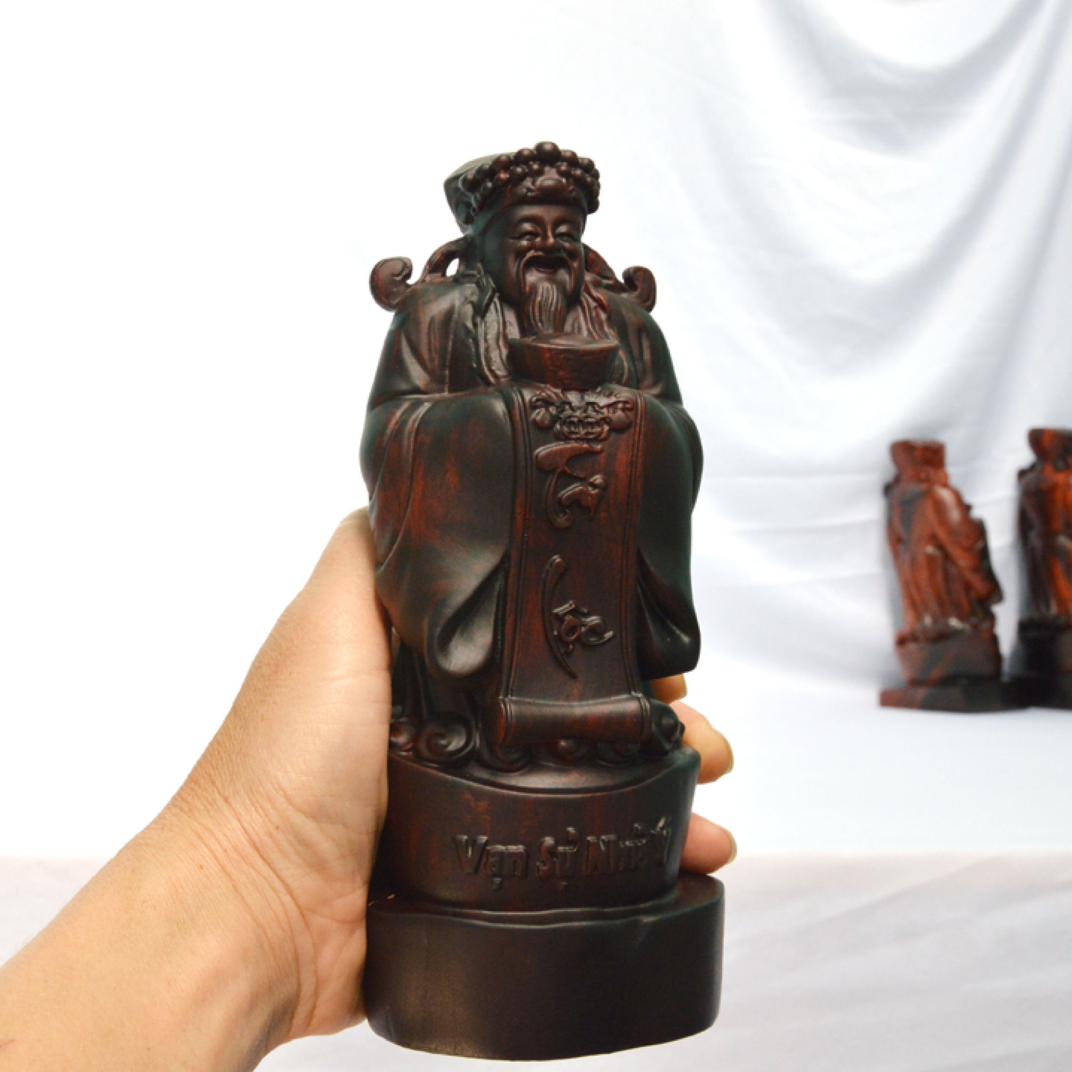 Tượng Thần Tài bằng gỗ trắc - Tượng thần tài để bàn, để quầy kinh doanh - Cao 20 cm