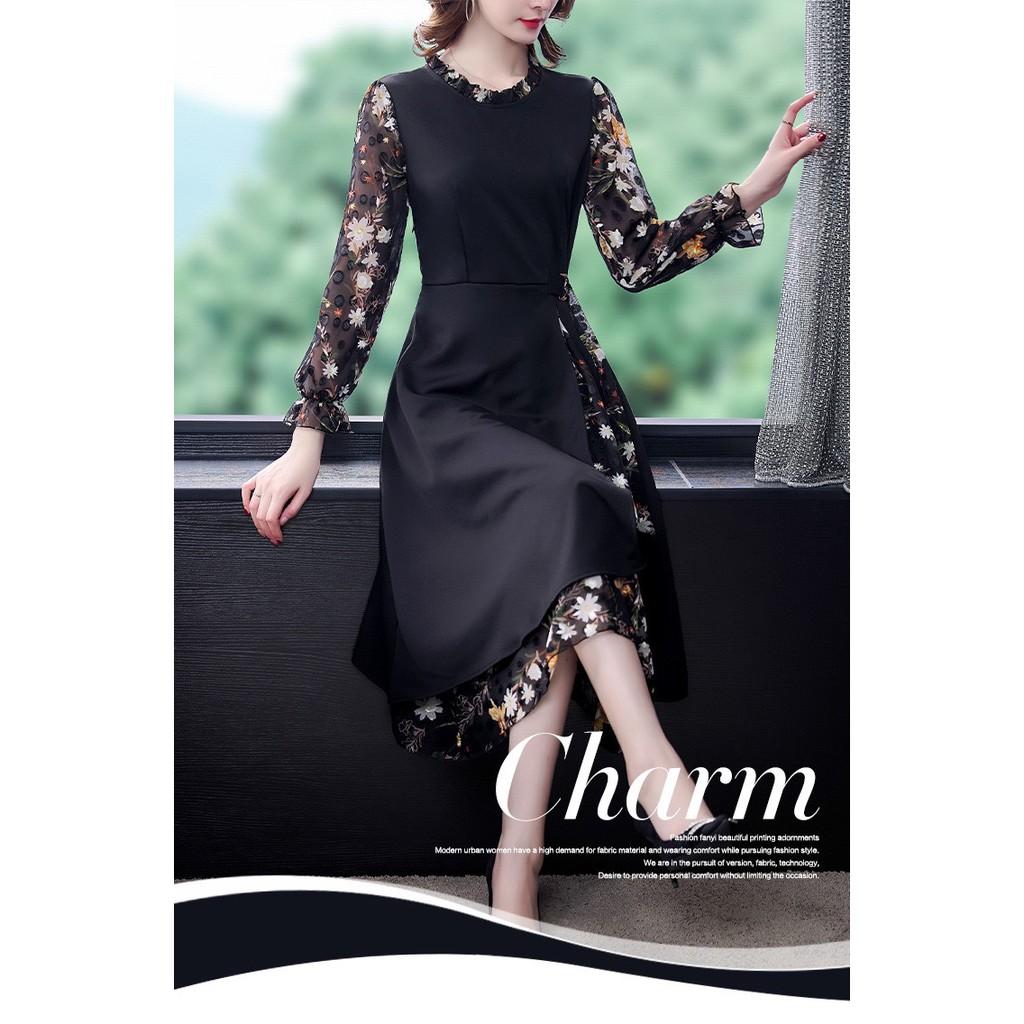 Đầm hoa trung niên cao cấp dành cho quý cô LT678-0421