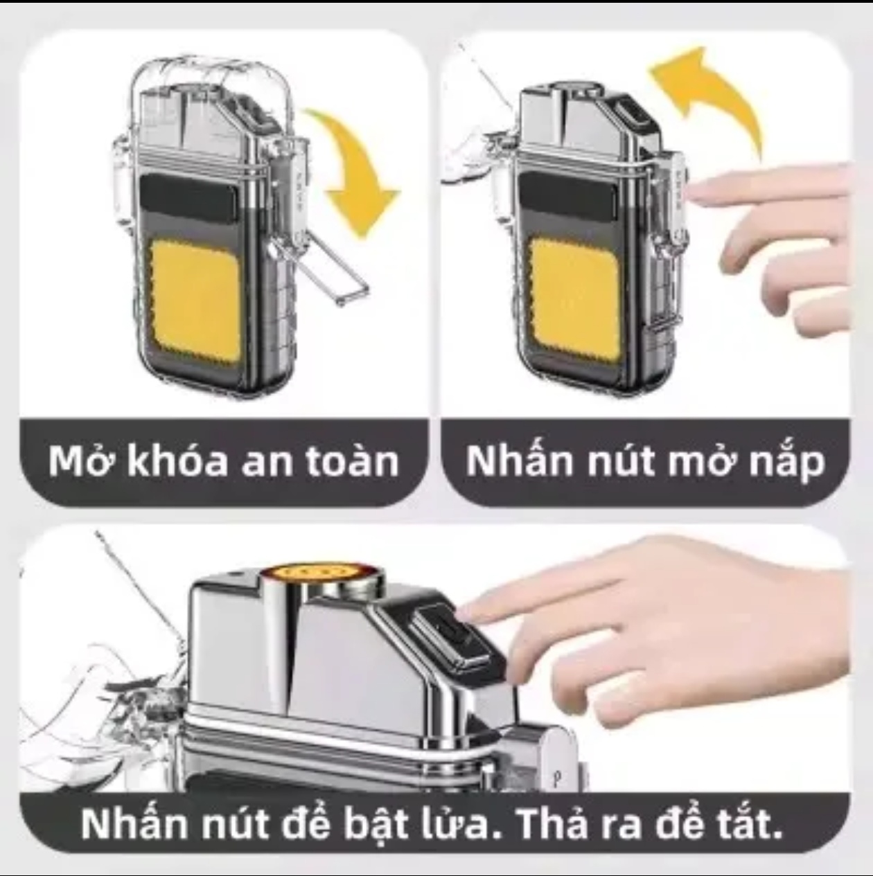 Bật Lửa Sạc Điện Đa Năng 3 in 1. Kiêm Đèn Pin LED 3 Chế Độ, Móc Khoá Tiện Lợi,  Sạc Nhanh Type C, Chống Nước IPX6