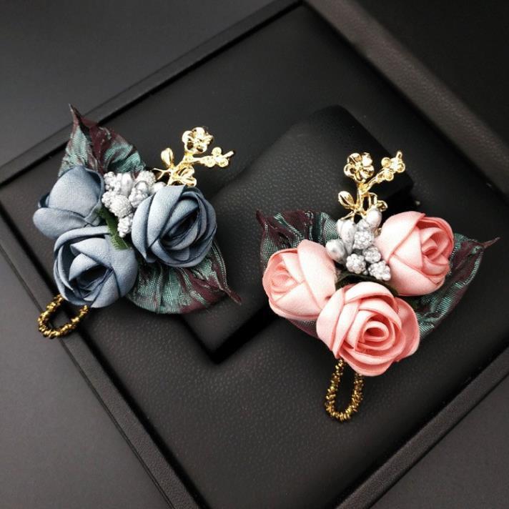 Cài áo thời trang hoa lụa Vintage dễ thương