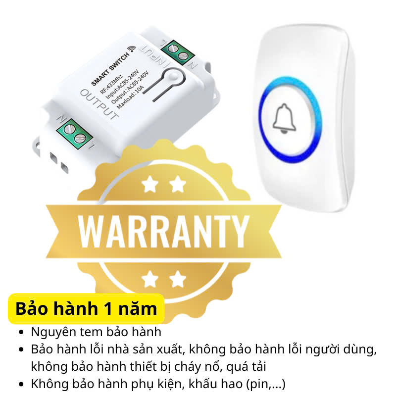 Công Tắc Không Dây Nút Bấm Cầm Tay Dán Tường Tiện Lợi 433mhz Bảo Hành 1 Năm