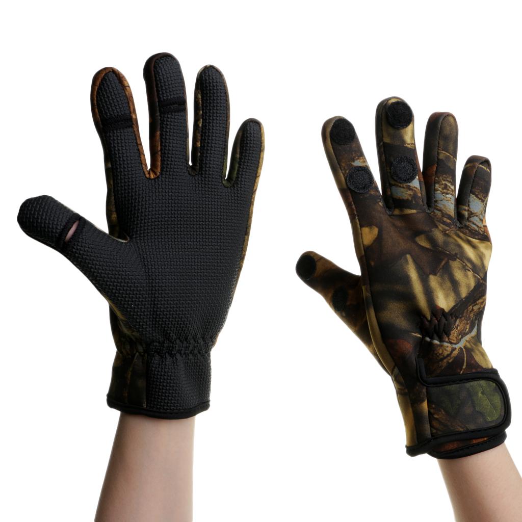 1 Pair Fishing Gloves Anti Slip Warm Cycling 3 Half-Finger Gloves M Camo