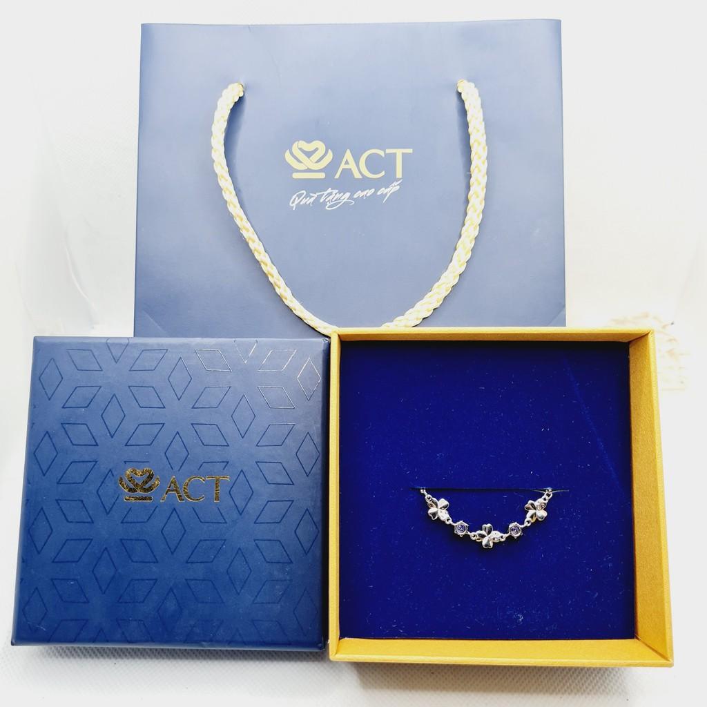 Lắc tay hoa 4 cánh kết hợp đá tím
