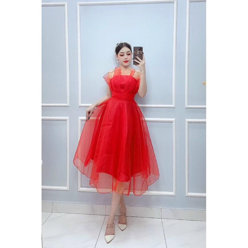 ĐẦM XOÈ CÚP NGỰC XẾP LY BO EO SIÊU XINH -MS42Y- SIZE M/L đến 57kgMM MM