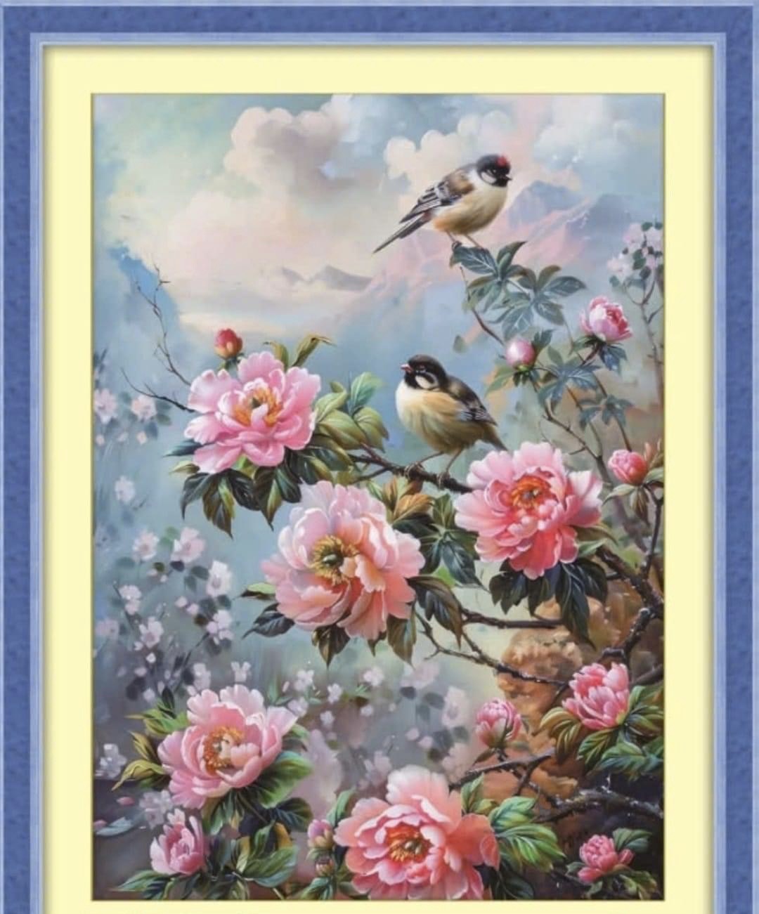 Tranh thêu chữ thập Cửu ngư cành mai vàng LV3468, kích thước 124 x 58 cm