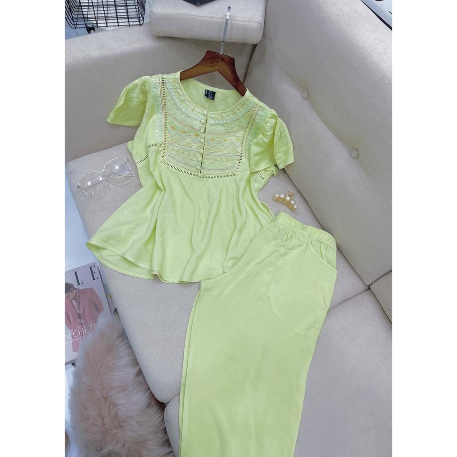 Đồ bộ tole F21 lửng babydoll thêu thổ cẩm(40-68kg)