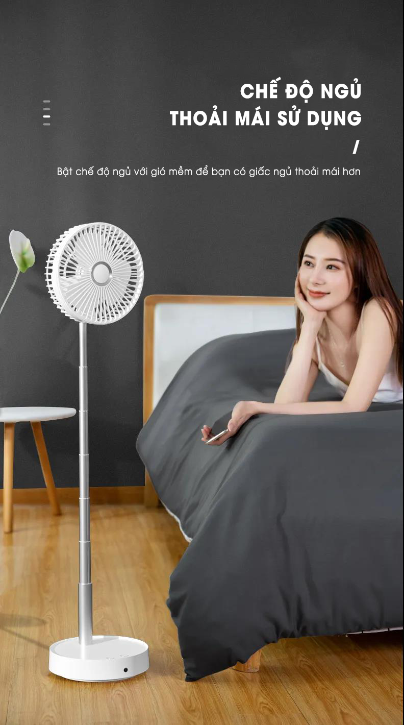 Quạt Tích Điện Gấp Gọn Xiaomi 3LIFE GUZI 008 Phiên Bản 2023 Không Gian Sử Dụng 10-20m2 Sử Dụng 12-24 Giờ Liên Tục - Hàng Nhập Khẩu