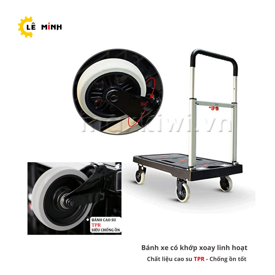 Xe Đẩy Hàng 4 Bánh Gấp Gọn PT-0096C Tải Trọng 150kg