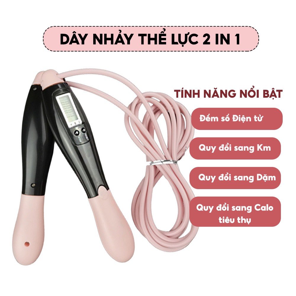 Bộ Dây Nhảy Đếm Số 3in1 Không Dây Bóng To, Quy Đổi Ra Calo - Khoảng Cách – Dây Nhảy Kèm Bóng Xoay Cho Người Mới Bắt Đầu Tập