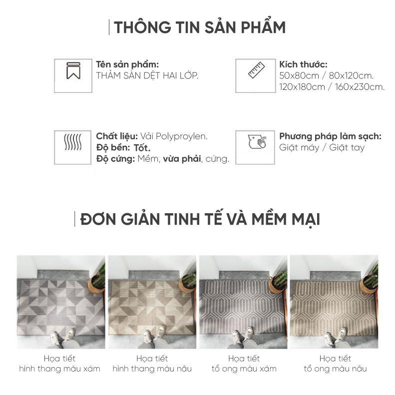 Thảm trang trí – Thảm chùi giầy dép ngay cửa nhà, Kích thước 50x80cm. Thảm chùi giầy dép chịu được ma sát tốt