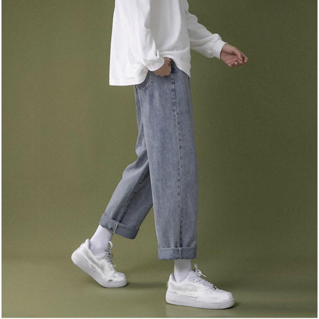 Quần Baggy jean nam ống suông rộng style hàn quốc 2021