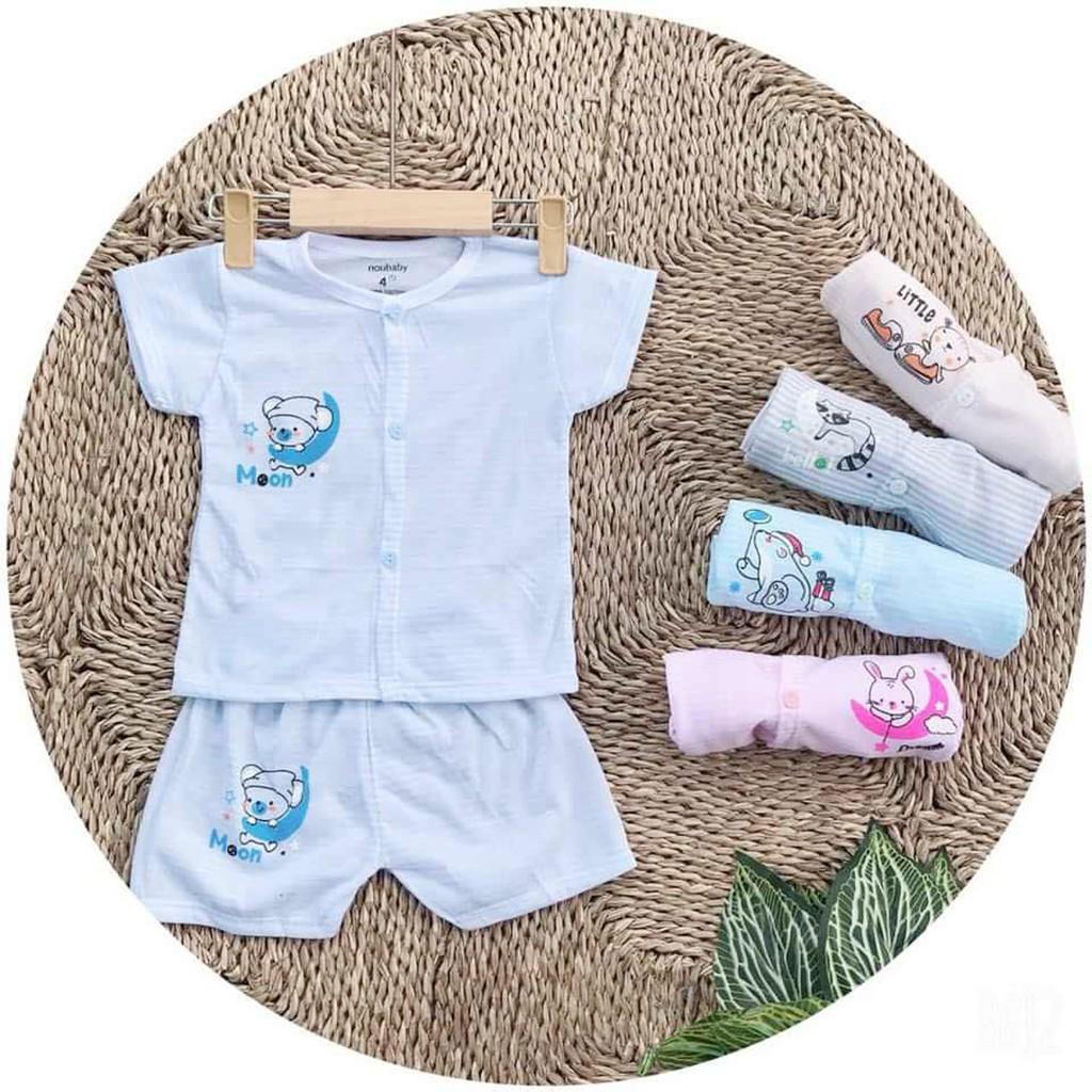 Bộ cộc tay cho bé trai bé gái sơ sinh vải Cotton Kẻ đẹp quần áo trẻ em hàng xịn từ 3-14kg – BCT07