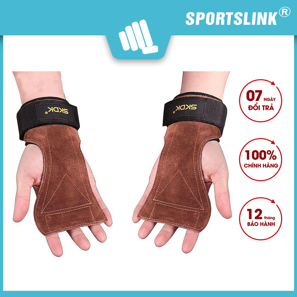 Cặp băng quấn cổ tay có đệm hỗ trợ nâng tạ, kéo xà, tập xô Sportslink SKDK-J45