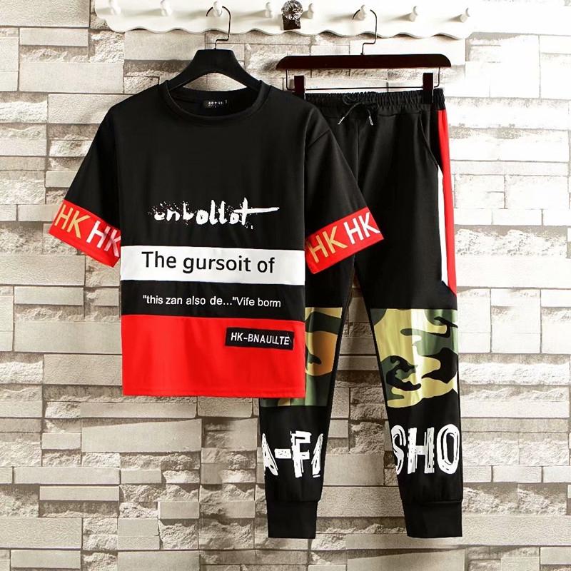 Set Áo Thun Ngắn Tay Và Quần Dài Họa Tiết Rằn Ri Thời Trang Dành Cho Nam