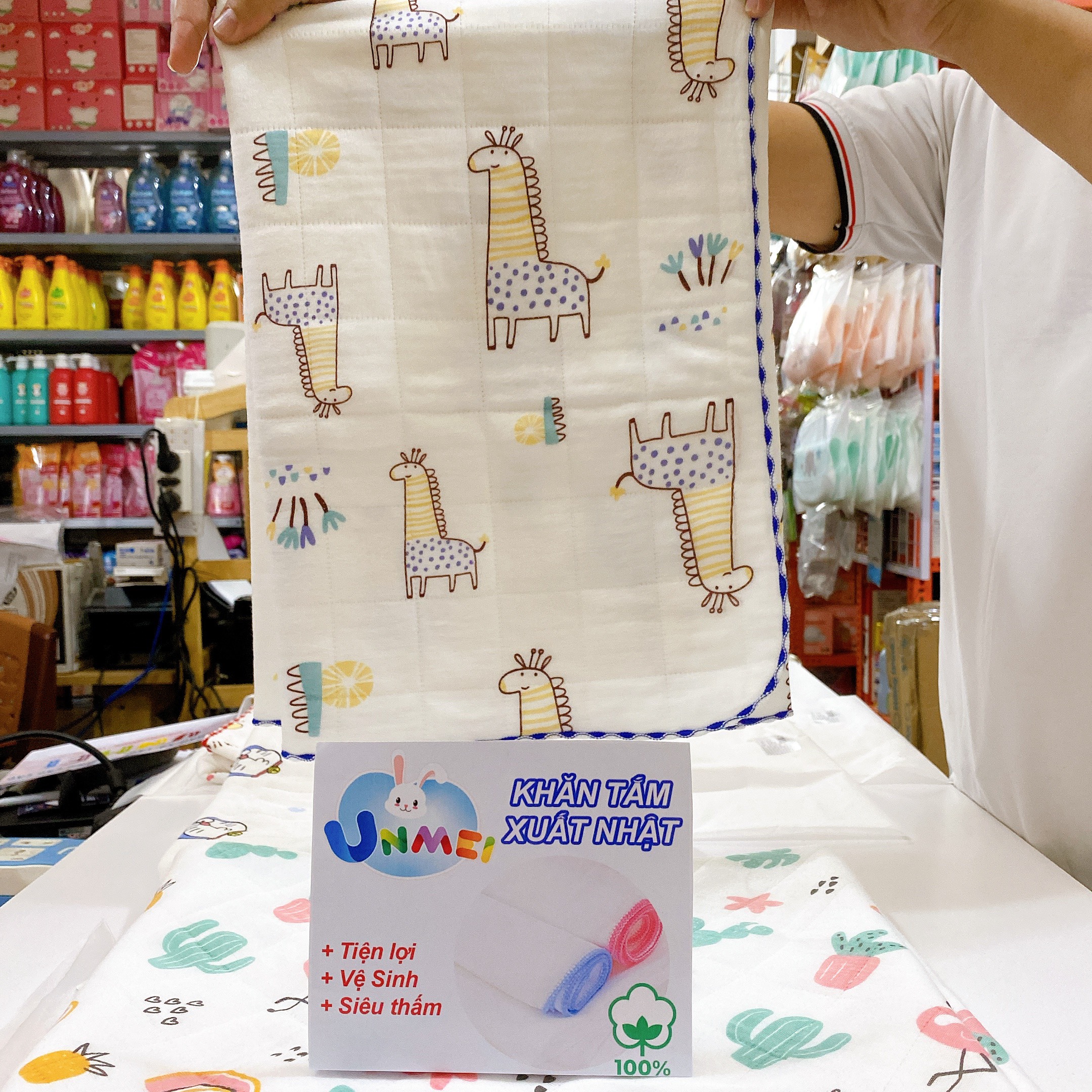 Khăn Tắm, Chăn Đắp Unmei 3 Lớp Vải Xô Mềm, Thấm Hút Và Thoáng Khí Cho Bé Từ Sơ Sinh