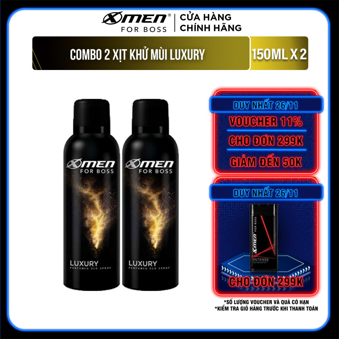 Combo 2 Xịt Khử Mùi X-Men For Boss Luxury - Mùi Hương Sang Trọng Tinh Tế 150ml