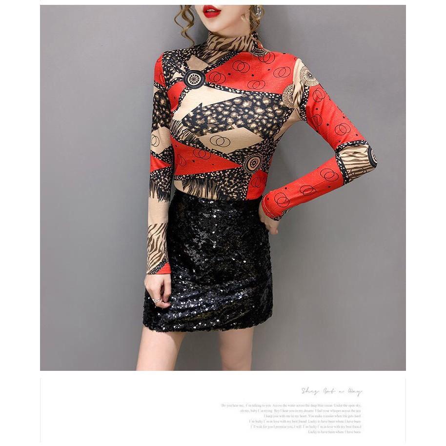 áo thun cổ cao họa tiết mẫu mới 2020