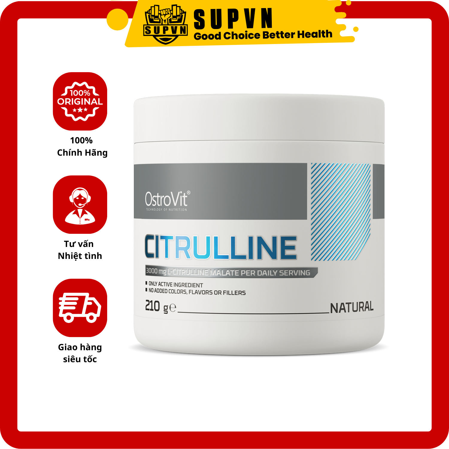 Citrulline Malate Ostrovit 400g & 210g - Tăng cường sức bền và sức mạnh trong tập luyện