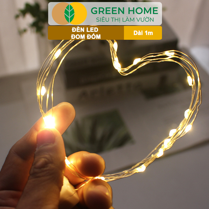 Dây Đèn Led Trang Trí Greenhome, Fairy Lights, Đom Đóm 1 Mét, 3 Chế Độ Sáng, Tặng Kèm Pin, Chịu Nước, Decor, Chụp Hình